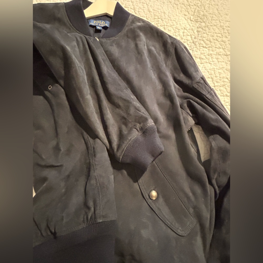 Polo Ralph Lauren Navy Blue Suede Jacket - Picture 4 of 16